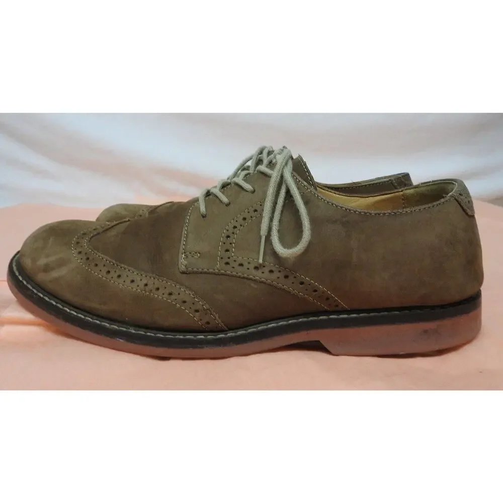 Johnston & Murphy sheepskin mens 9 M leather oxfords dress shoes wing tip nubuck